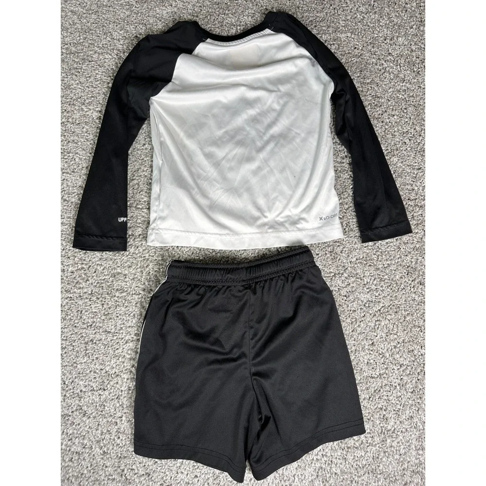 Hurley Kid's Rashguard & Jumpin Beans‎ Swim Shorts Black White 3T UPF 50+ Raglan